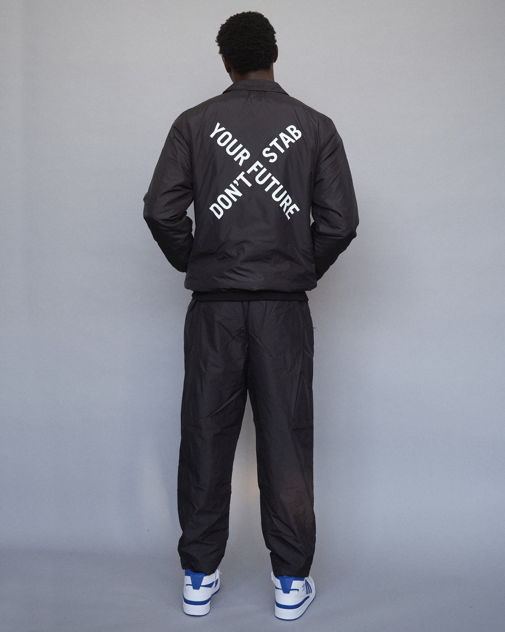 DSYF "X" Black Nylon Coach Jacket